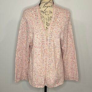 Habitat cotton blend cardigan sweater open front speckled multi color XL
